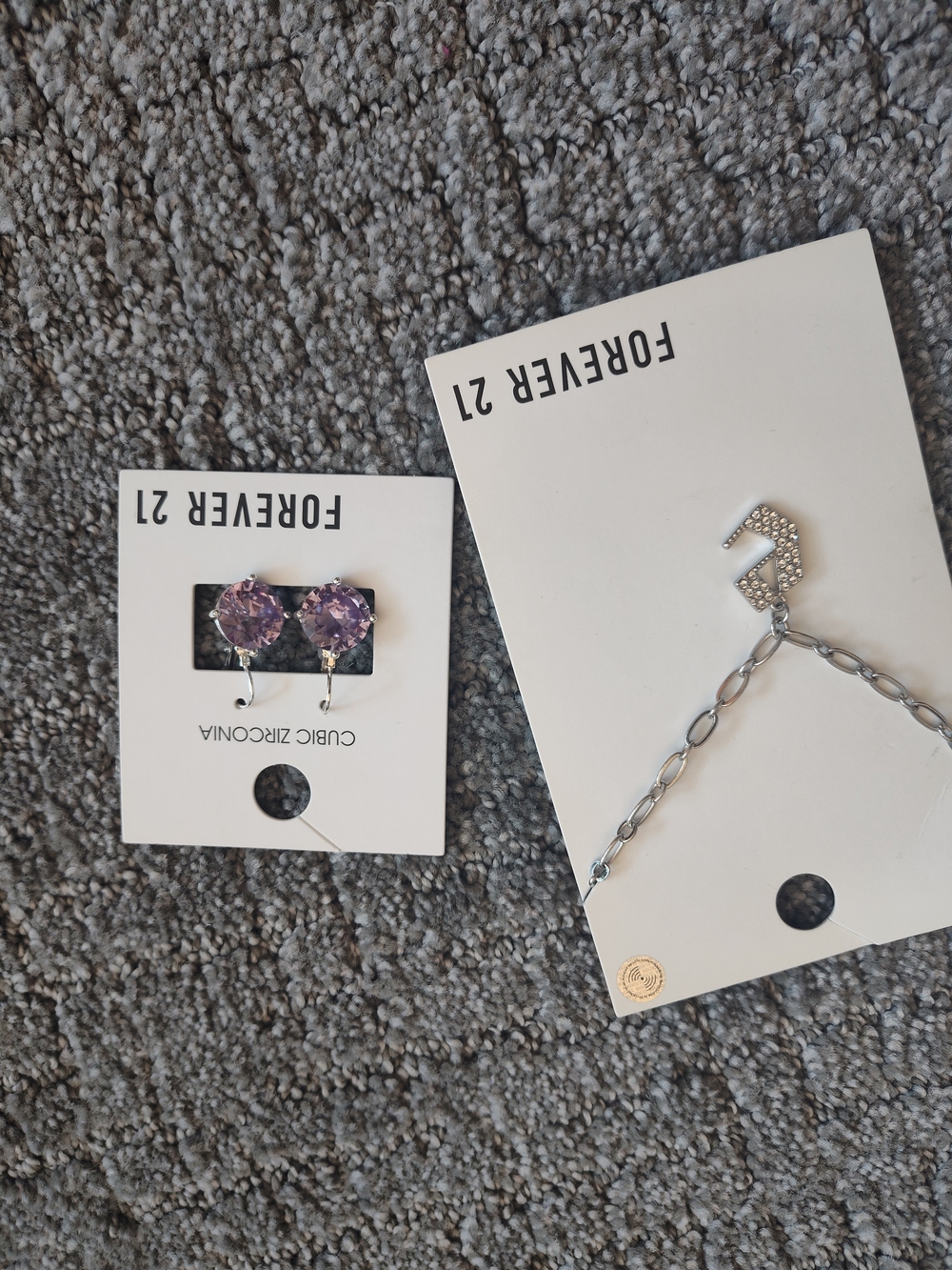 Lavender Crystal Earrings And Initial Necklace